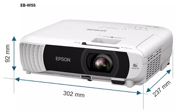 Videoproiector Epson EB-W55, 3LCD, WXGA, 4000 lm, 16.000:1, HDMI, USB 2.0, wireless, telecomanda, alb